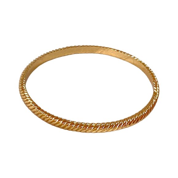 J Crew Bracelet S/M Yellow Gold Plated Bangle Skinny Textured Stackable Y2K VSCO - Picture 12 of 16